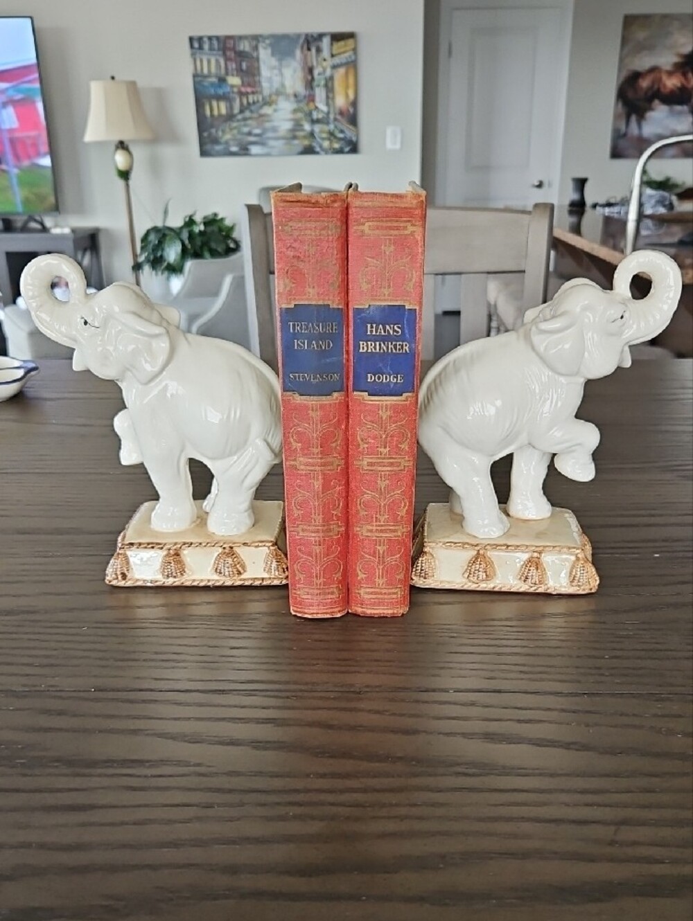 Vintage Fitz and Floyd Ceramic Elephant Bookends